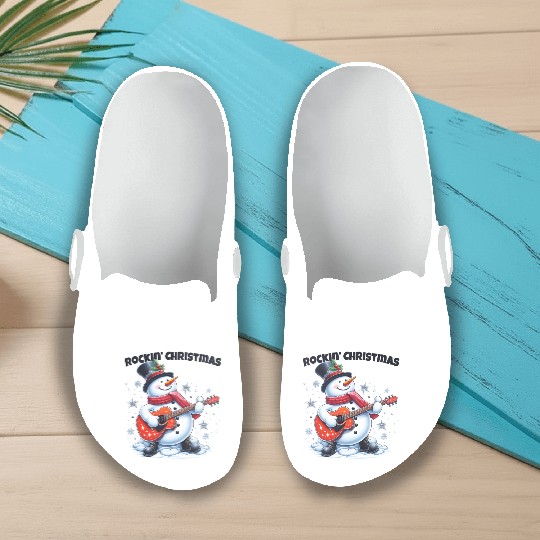 Merry Rockin' Christmas Snowman Slip On Clogs