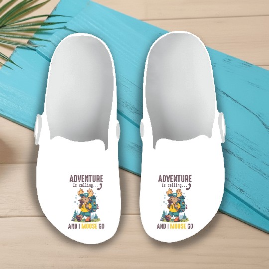 Adventure Is Calling Youth Cute Moose Slip On Clogs