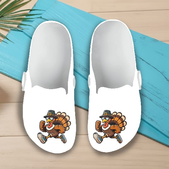 Running Turkey- Turkey Trot Running Thanksgiving Slip On Clogs