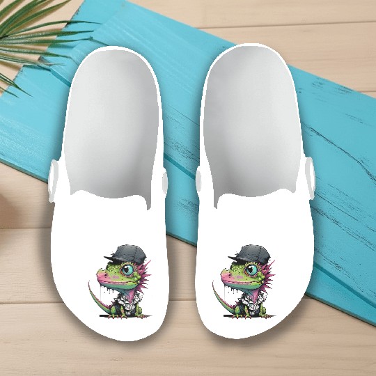Cute lizard with cap Slip On Clogs