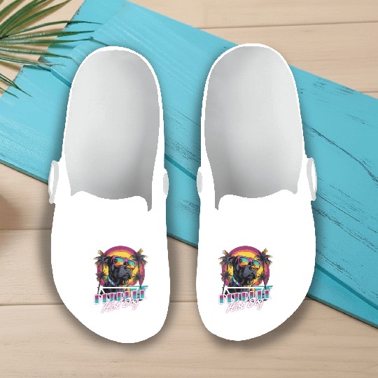 Retro Wave Pitbull Terrier Hot Dog Slip On Clogs