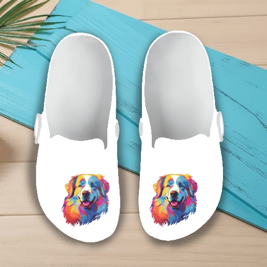 Watercolor Colorful Great Pyrenees Slip On Clogs
