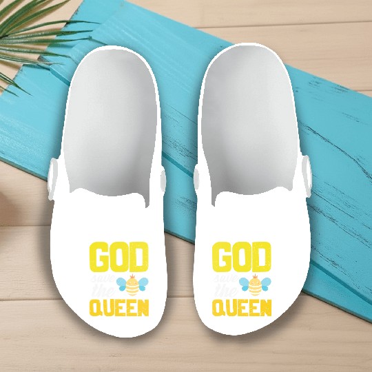 Earth Quote God Save The Queen Bee Slip On Clogs