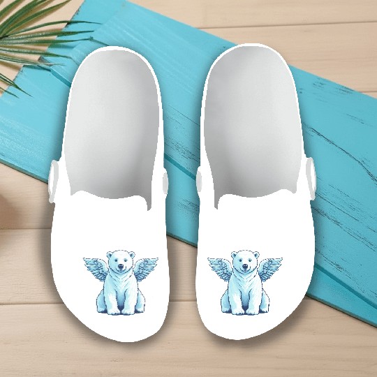 Bear Polar Bear Angel Wings Slip On Clogs