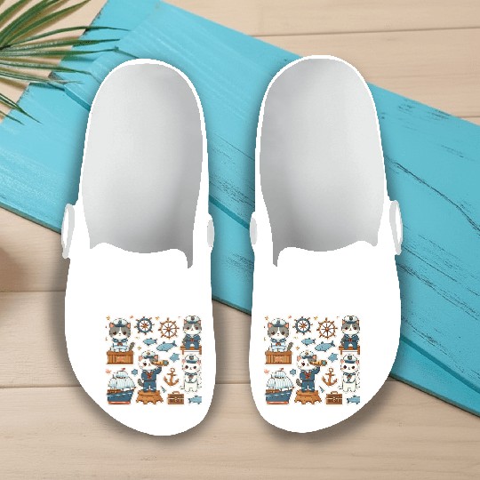 Sailor Whiskers: Little Sailor Kitties Sticker Slip On Clogs