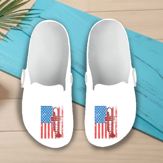 US Patriotic Trumpet Player Slip On Clogs