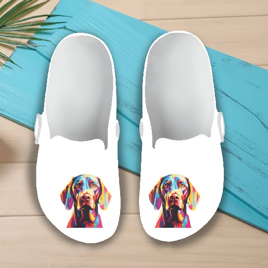 Watercolor Colorful Vizsla Slip On Clogs