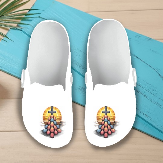 Christian Easter Day Cross Easter Egg Hunt Slip On Clogs