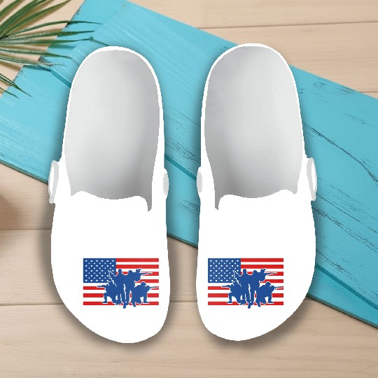 Military Army Soldiers US Flag Slip On Clogs