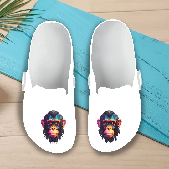 Geometric Style Chimpanzee Slip On Clogs