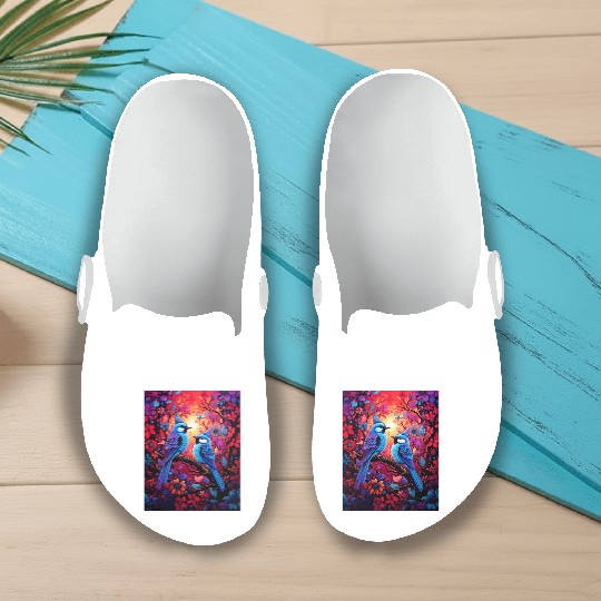 Blue Birds Slip On Clogs