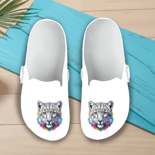 Snow Leopard Slip On Clogs