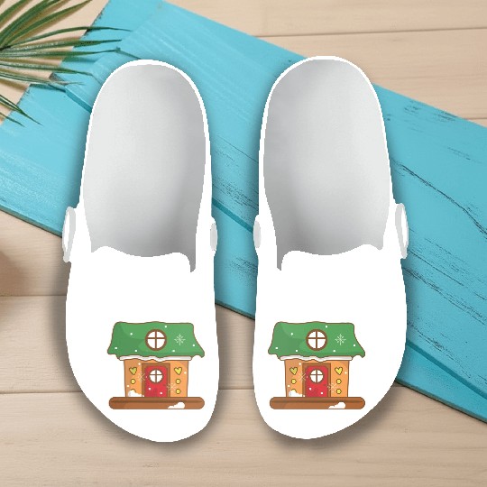 Green Gingerbread house Slip On Clogs