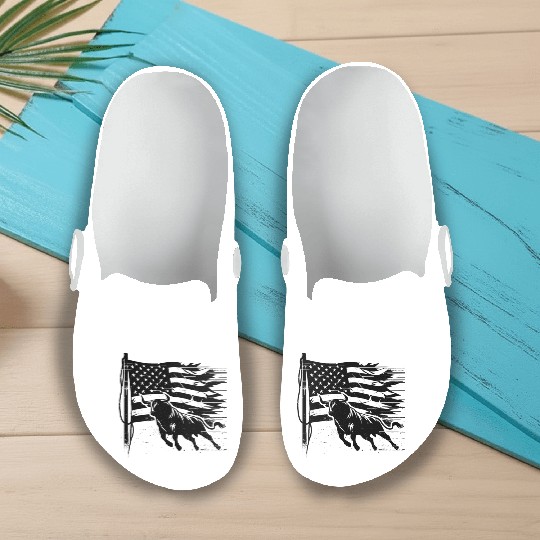 Rodeo Bull Riding Livestock Show Farmer Cattle Slip On Clogs