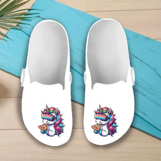 Unicorn VR: Rainbow Pizza Universe Slip On Clogs
