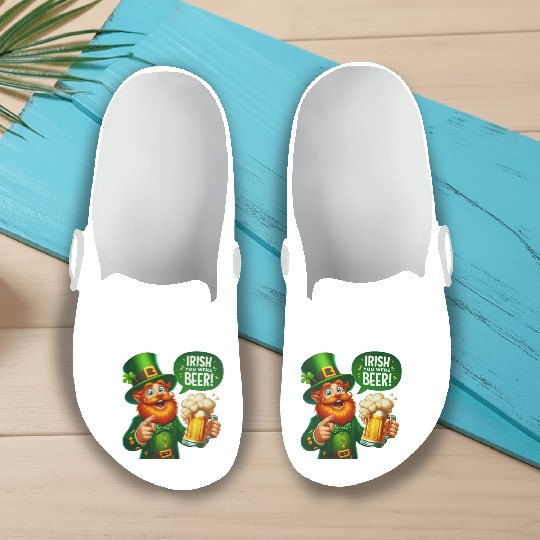 Irish You Were Beer Slip On Clogs