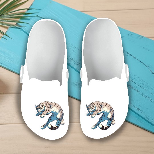 Snow Leopard Leopard White Leopard Slip On Clogs