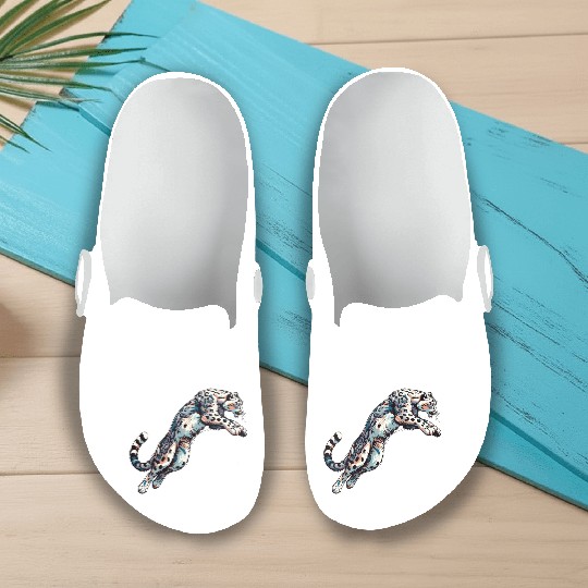 Snow Leopard Leopard White Leopard Slip On Clogs