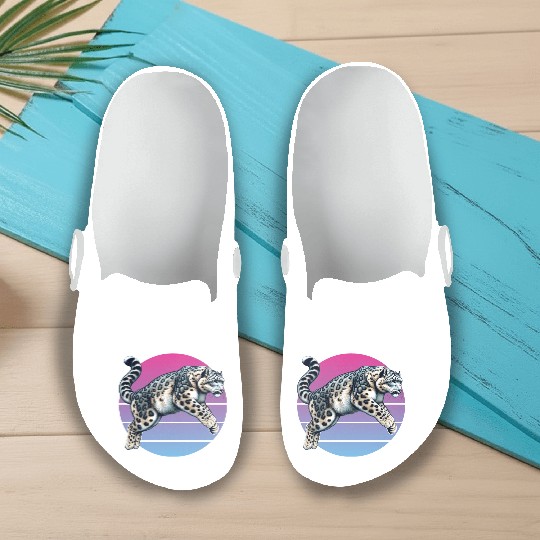 Snow Leopard Leopard White Leopard Slip On Clogs