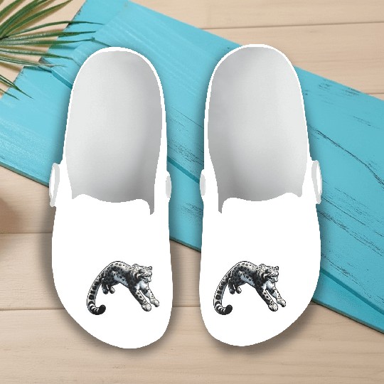 Snow Leopard Leopard White Leopard Slip On Clogs