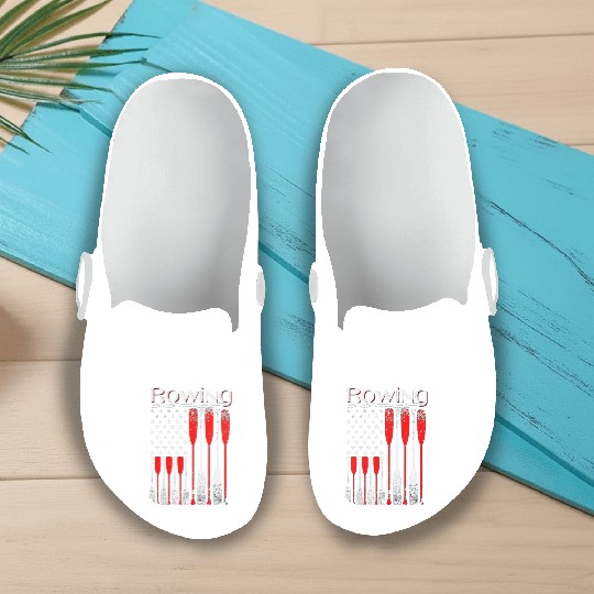 Rowing US flag american rower patriotic paddle Slip On Clogs