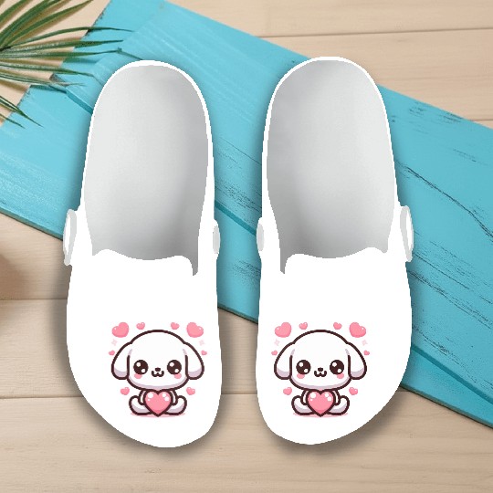Cute Puppy Dog Heart Valentin Day Slip On Clogs