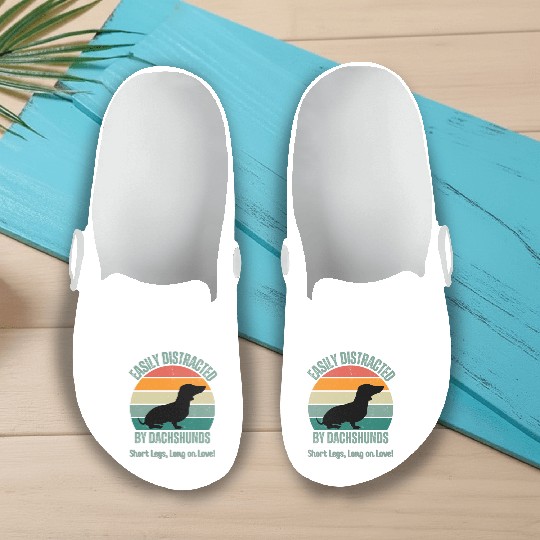 Wieners Lover Gift Easily Distracted By Dachshunds Slip On Clogs