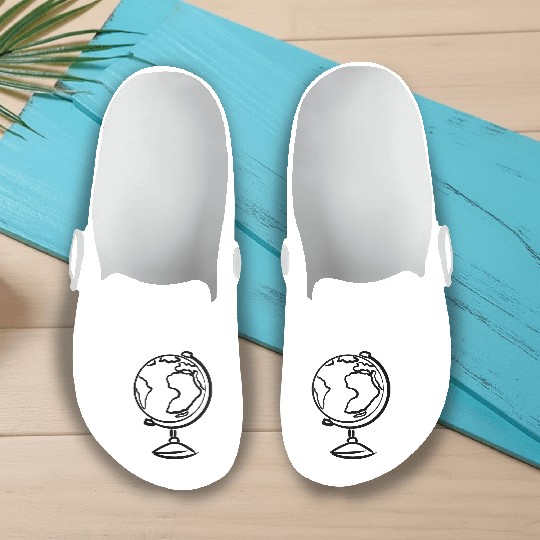 Globe Icon. Geography Teacher. Education symbol Slip On Clogs