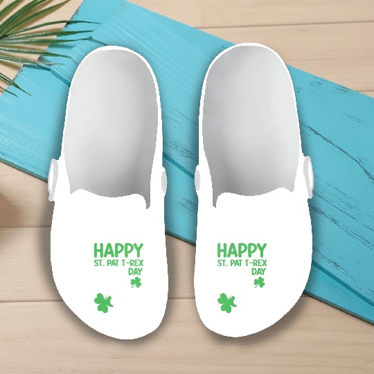 Funny Happy St. Pat T-Rex Day Slip On Clogs