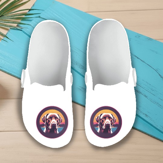 Synthwave Labrador Retriever Slip On Clogs
