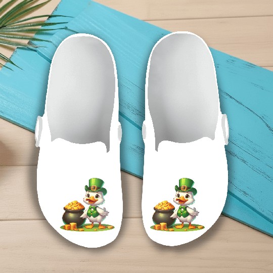St. Patrick's Day Elephant Green Slip On Clogs