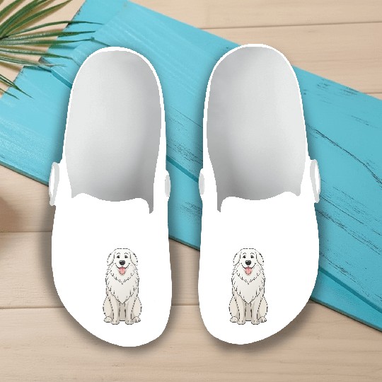 Serene Great Pyrenees Mom - Funny Art Print Slip On Clogs