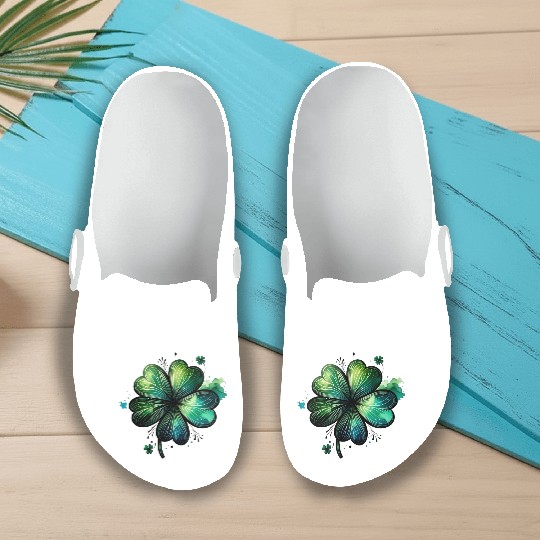 Saint Patrick's Day Green Clover Slip On Clogs