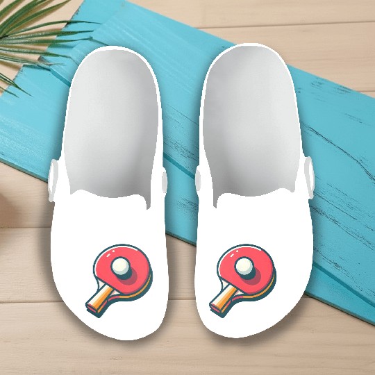 Ping Pong Paddle and Ball Slip On Clogs
