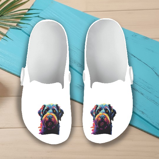 Watercolor Colorful Giant Schnauzer Slip On Clogs