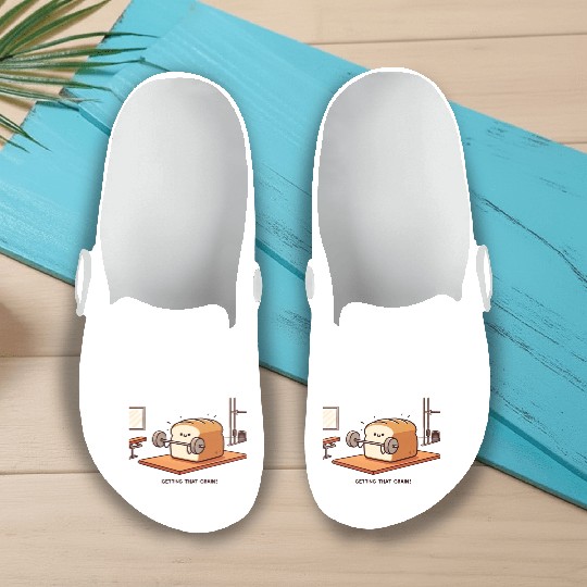 Get That Grain: Funny Bread Gym Lifting Slip On Clogs