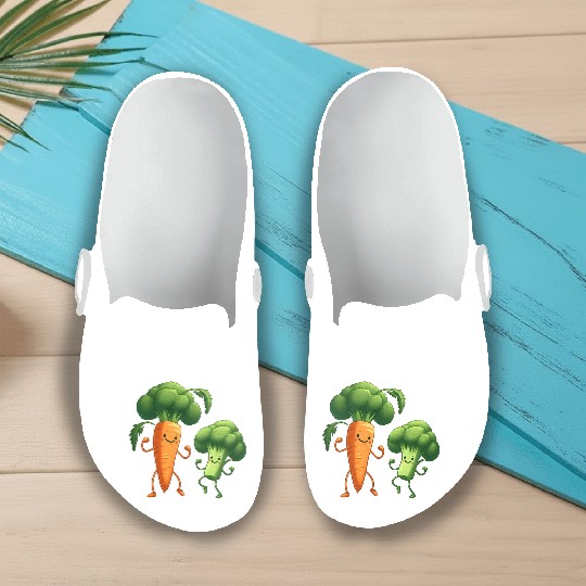 Carrot Dancing with Broccoli Slip On Clogs