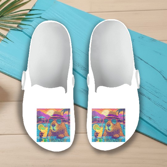 Capybara on vacation sipping on Lemonade Slip On Clogs