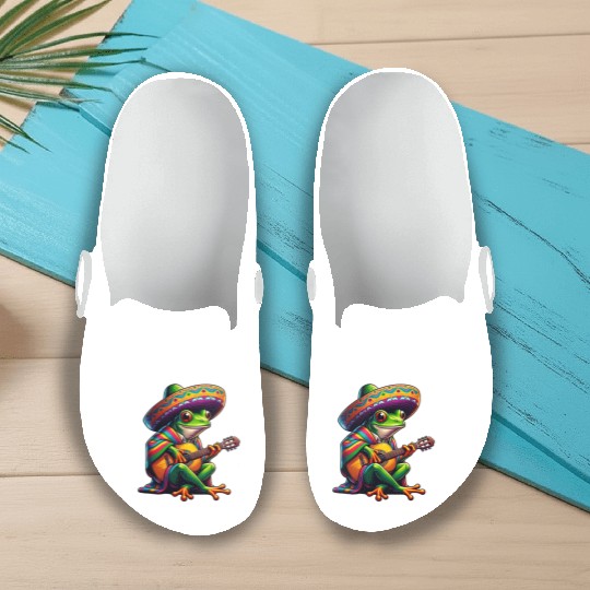 Cinco de Mayo Frog Mariachi Guitar Slip On Clogs