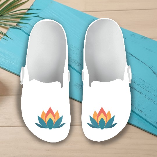 Lotus With Orange Blue Petals Slip On Clogs