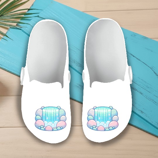 Serene Cascade: Pastel Waterfall Bliss Slip On Clogs