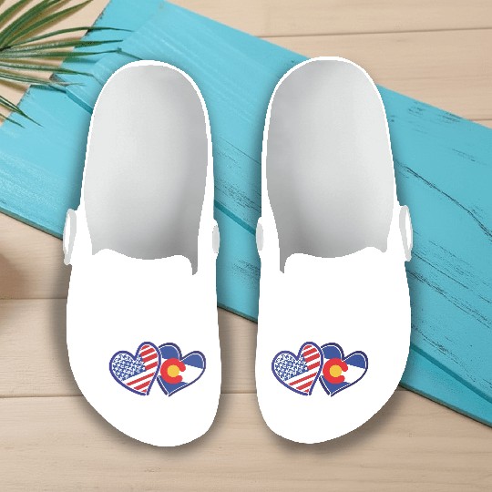 Patriotic Heart Keepsake Design Slip On Clogs