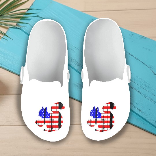 USA American Flag Squirrel Chipmunks Animal Lover Slip On Clogs