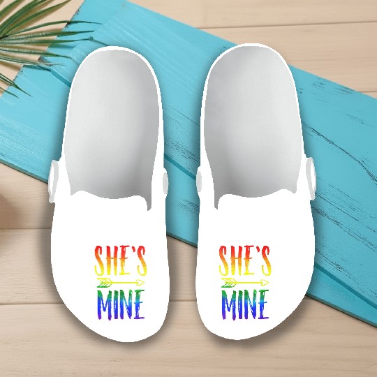 I'm Hers She's Mine LGBT Pride Lesbian Couple Slip On Clogs