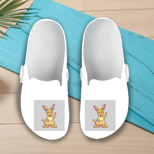 Cute Kangaroo Waving Hand: Cartoon Vector Icon Ill Slip On Clogs