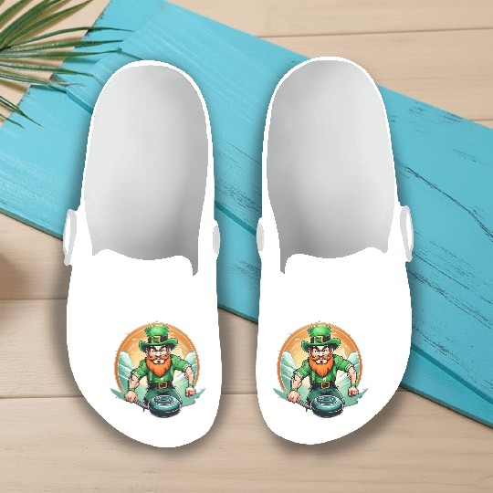 St. Patrick's Day Shamrock St Paddy's Day Curling Slip On Clogs
