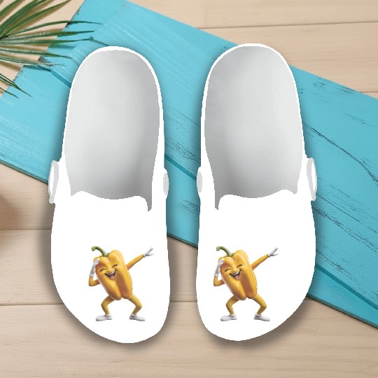 Yellow Bell Pepper Dabbing Realistic Slip On Clogs