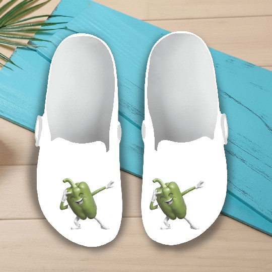 Green Bell Pepper Dabbing Realistic Slip On Clogs