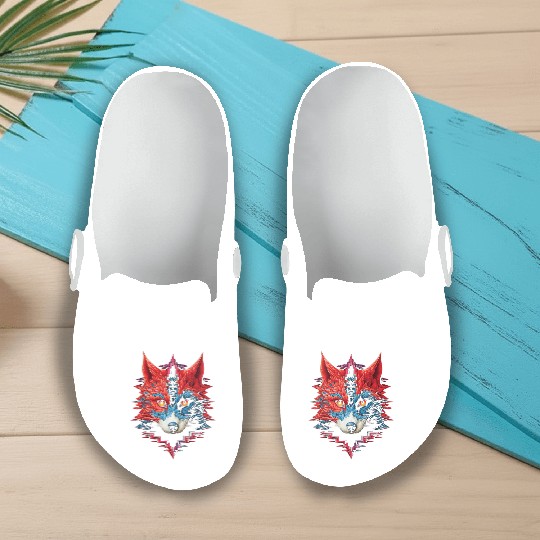 Fox Animal Zoo Illustration Slip On Clogs