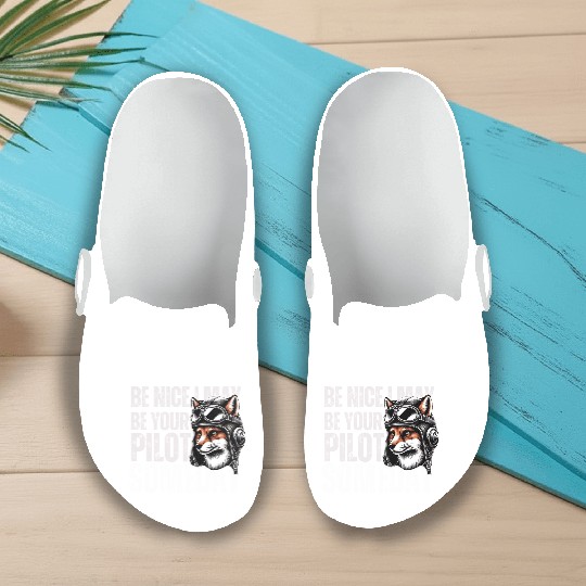 Be Nice Aviation Graphic, funny pilote black Slip On Clogs